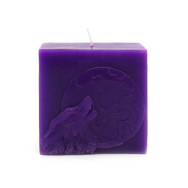 ギャラリービューアに画像をアップロードします、2倍ROOGUウルフ月の香りのラベンダーディープパープルバイオレット紫のキューブキャンドル 
