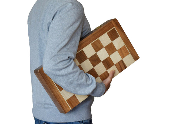 Carregue a imagem para o visualizador da galeria, sboxConjunto de xadrez figuras alemãs Staunton 3,75 &#39;&#39; + tabuleiro de xadrez 18 &#39;&#39; dobrável caixa de armazenamento 
