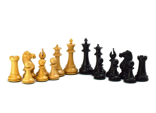 Sube la imagen al visor de la galería, 1849 Reproducido Staunton 4.4&#39;&#39; Piezas de ajedrez boj madera XL Hecho a mano India 
