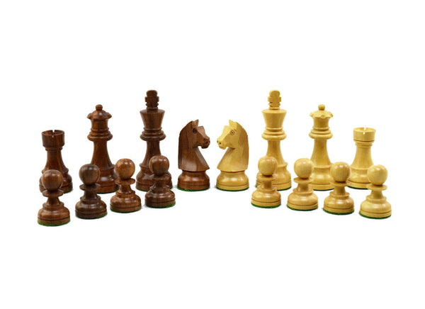 Téléchargez l’image dans la visionneuse de la galerie, Figurines d&#39;échecs Staunton allemandes en bois d&#39;acacia 3,75&#39;&#39; et buis de l&#39;Inde. 
