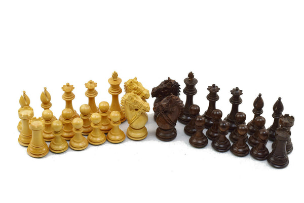 Załaduj zdjęcie w galerii, Zestaw figur szachowych Knights Power 4&#39;&#39; z drewna akacjowego 4x damka ręcznie wykonany w Indiach
