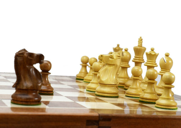 ギャラリービューアに画像をアップロードします、フィッシャー・スパスキー・シリーズ（1972年世界チェス選手権） - KH 3.75インチアカシア木ブッシュインドのチェスフィギュア 
