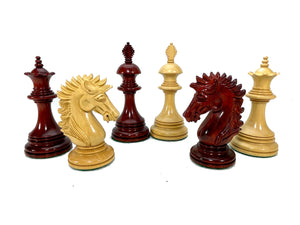 Set di figure da scacchi Royal Valencia 4.5'' XL in legno di padauk e bocciarda indiana