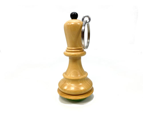 Portachiavi in legno vero pezzo da scacchi Alfiere fatto a mano India