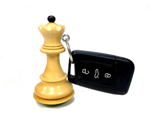 ROOGU llavero de madera figura de ajedrez de la dama hecho a mano de la India